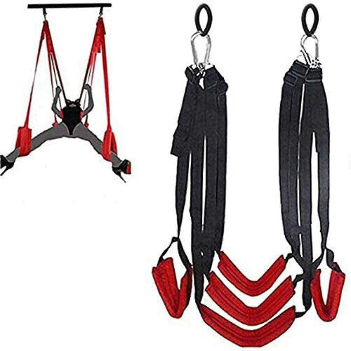 Ζώνη στήριξης στάσης Swing Belt με 5 μαξιλαράκια, μαύρο και κόκκινο, για ζευγάρια