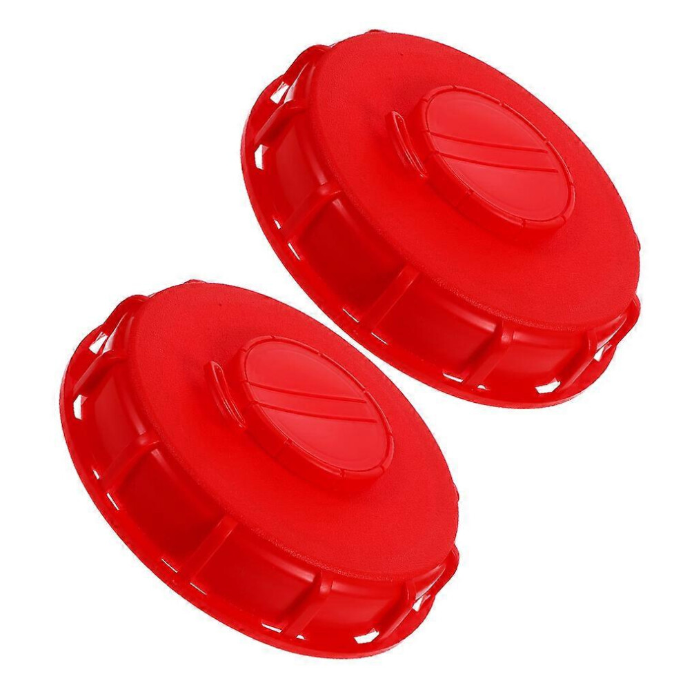 Ibc Tonne Barrel Lid For Ibc Tote, Red Abs Plastic, Breathable Vented Design With Valve Cap, Pressure Resistant, 2 Pieces Set 6901508430587
