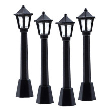 Conjunto de 4 mini farolas, decoraciones de plástico en miniatura para casas de muñecas, regalo para manualidades o juguete infantil.