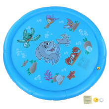 Alfombra de juegos acuática hinchable con aspersores, diseño de delfines, 168 cm, para niños, para piscina de jardín.