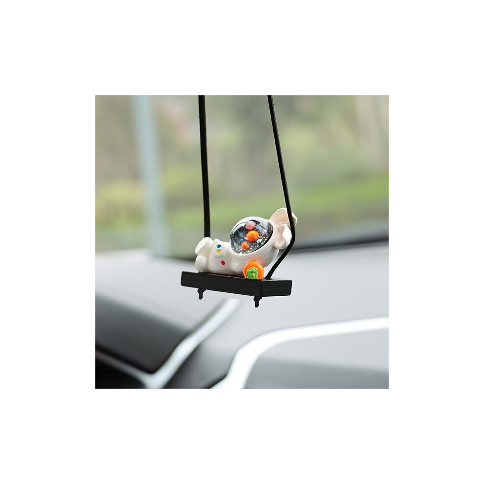 Car Pendant Compatible With Car Interior Decoration, Interactive Swing Astronaut Ornament For Rear View Mirror 6901508377325