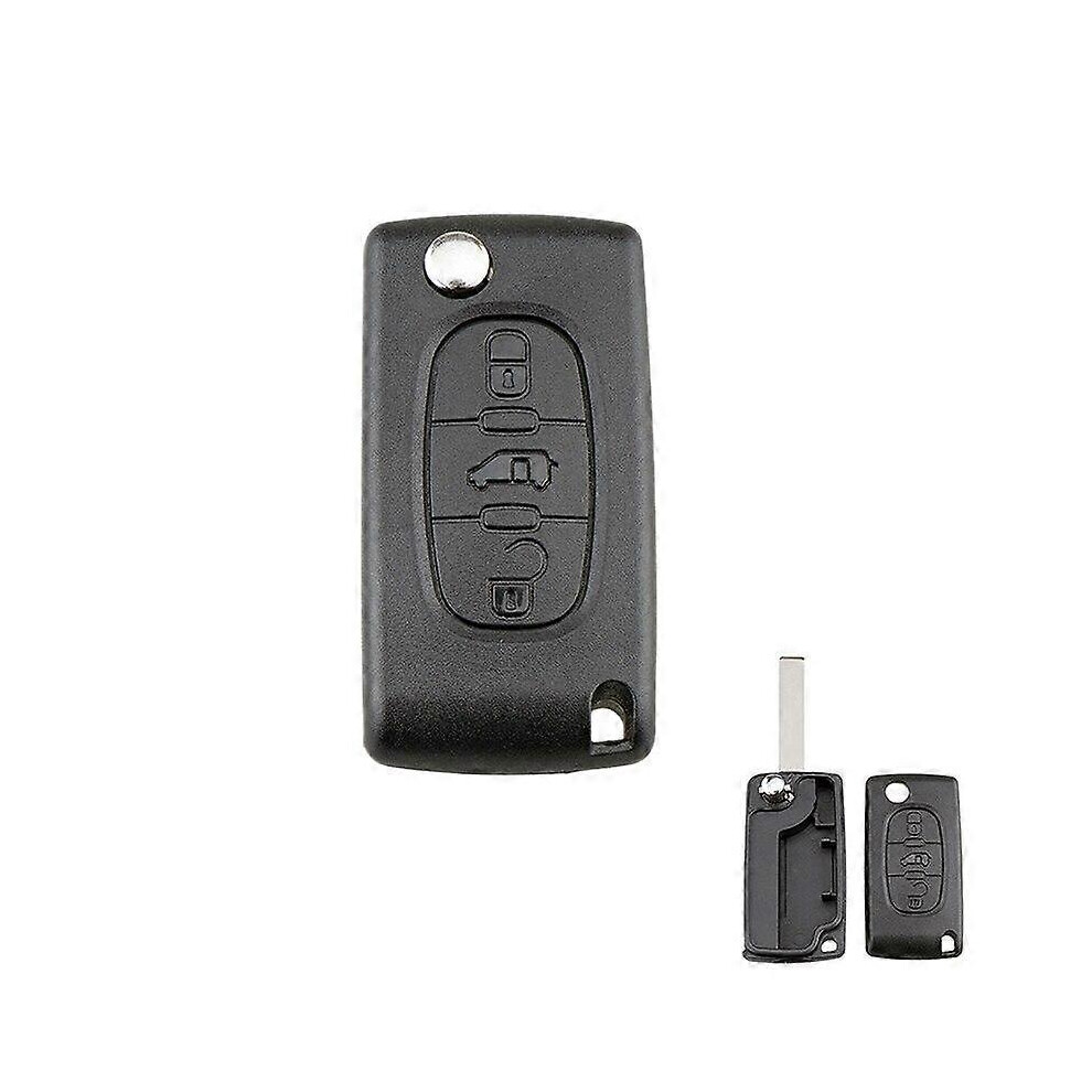 Remote Key Fob Case Compatible With Peugeot Expert Citroen Dispatch Fiat Scudo, 3-Button Abs Plastic And Metal Shell, Uncut Hu83 Blade 6901508411258