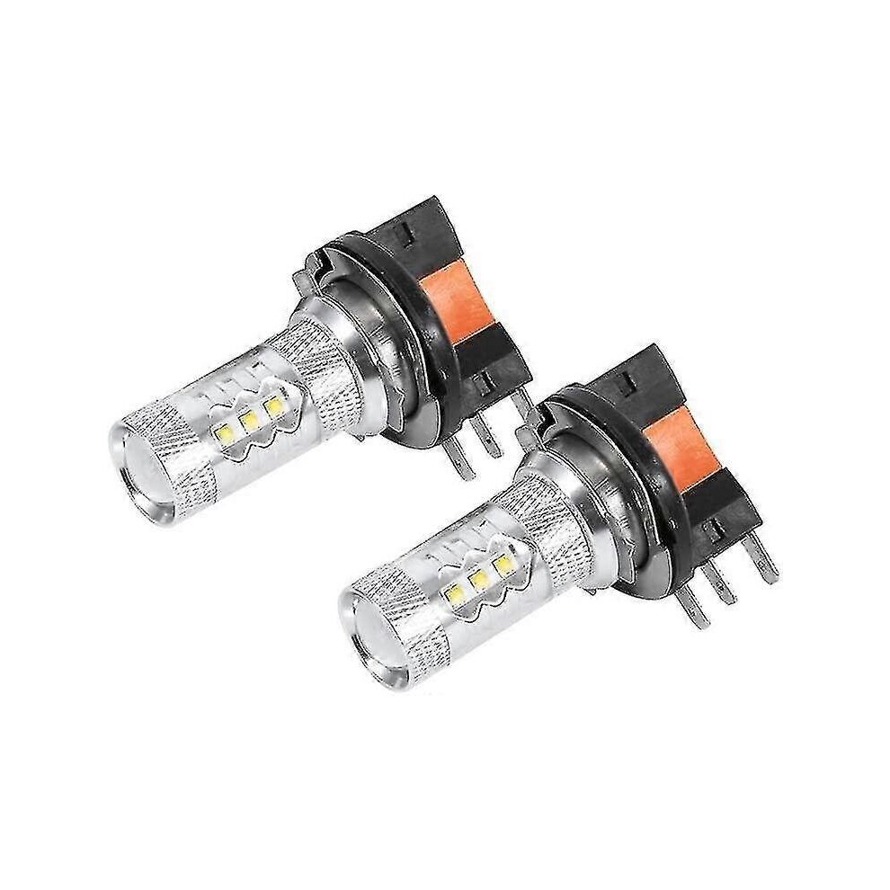H15 Led Car Bulb 80W 1200Lm Compatible With Halogen Replacement, 16-Chip Pure With Convex Lens For Drl Fog White/Light 6901508398092