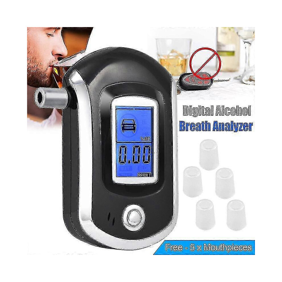 Breath Alcohol Tester With Lcd Display & Sound Alert, Portable Personal Breathalyser For Safe Driving With Self-Test Function 6901508290907
