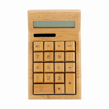 Calcolatrice 12 Cifre Display Grande Alimentazione Doppia Solare Design Bambù per Ufficio Casa Scuola