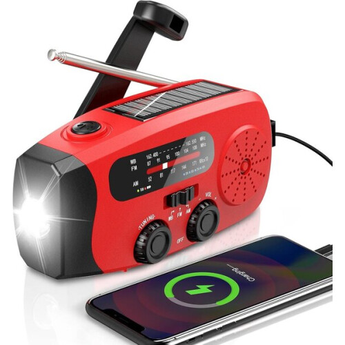 Κινητήριο Ραδιόφωνο Εκτάκτου Ανάγκης με Power Bank 2000mAh, Φόρτιση Ηλιακή & USB, Φακός LED
