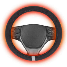 Heated Steering Wheel Cover Compatible with 12V Vehicles, Universal Fit 14.5-15.5 Inch, Quick Heating for Winter Driving