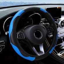 Steering Wheel Cover Compatible with Universal Cars, Anti-Slip PU Leather, Carbon Fibre Design