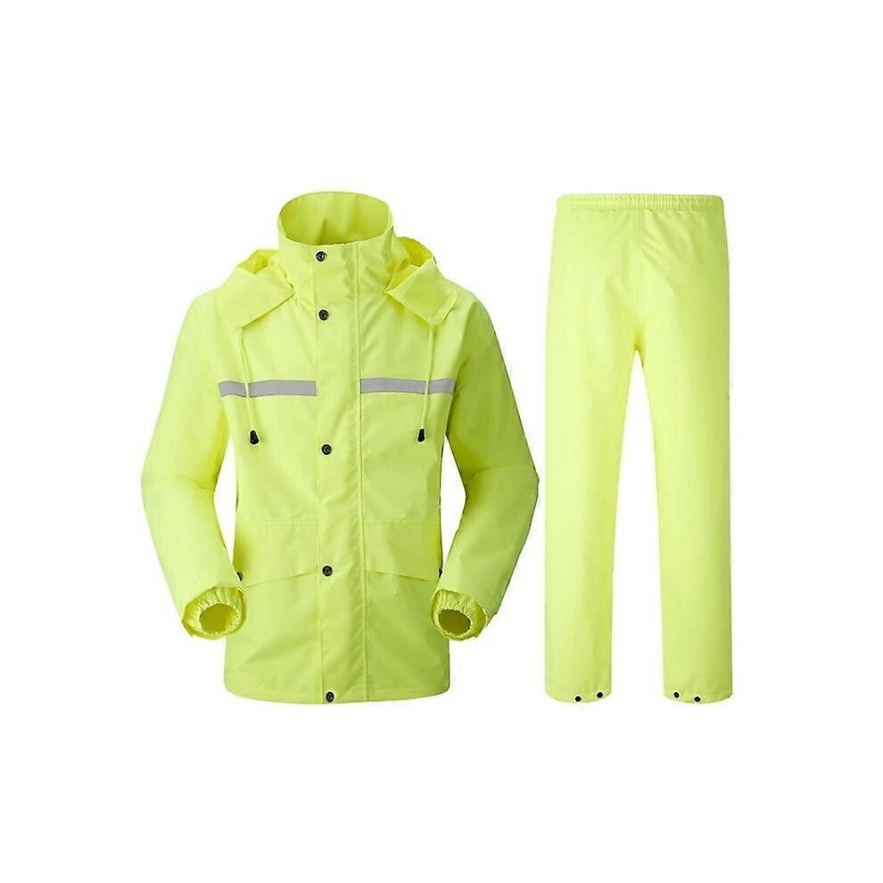 Motorcycle Rain Suit For Men Women, Waterproof Windproof With Reflective Strips, Fluorescent Size M Yellow 6901508409958