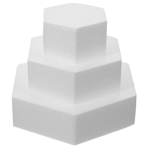 3Pcs Modelos De Bolo Hexagonal Em Espuma Para Decoração 2