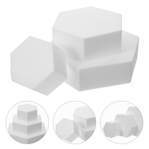 3Pcs Modelos De Bolo Hexagonal Em Espuma Para Decoração 2