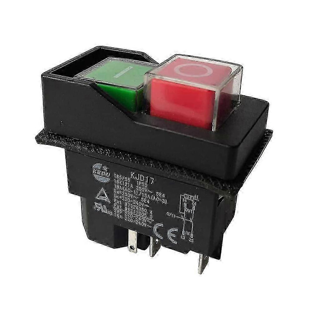 Electromagnetic Push Button Switch With Power Failure Protection, Ac220v Kjd17 5-Pin Safety Switch For Garden Tools And Power Machinery 6901508423787