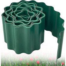 Gartenbegrenzung aus Kunststoff, Rasenzaun, 9 m x 15 cm flexibler PVC-Streifen zur Unkrautbekämpfung und Abgrenzung von Gartenbereichen.