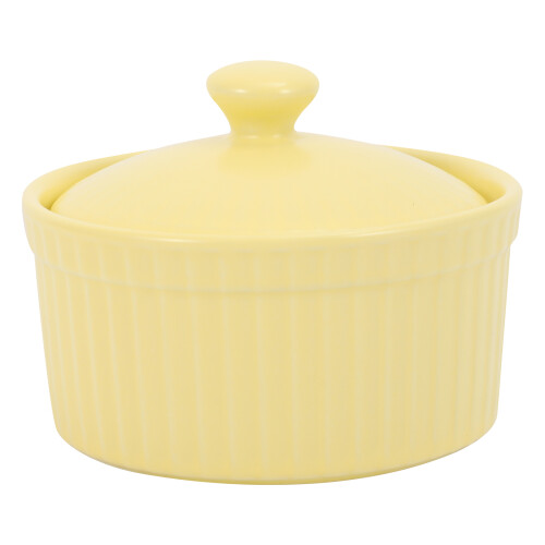 1 Styk Ceramic Soufflé Gräddas Skål Med Lock 1