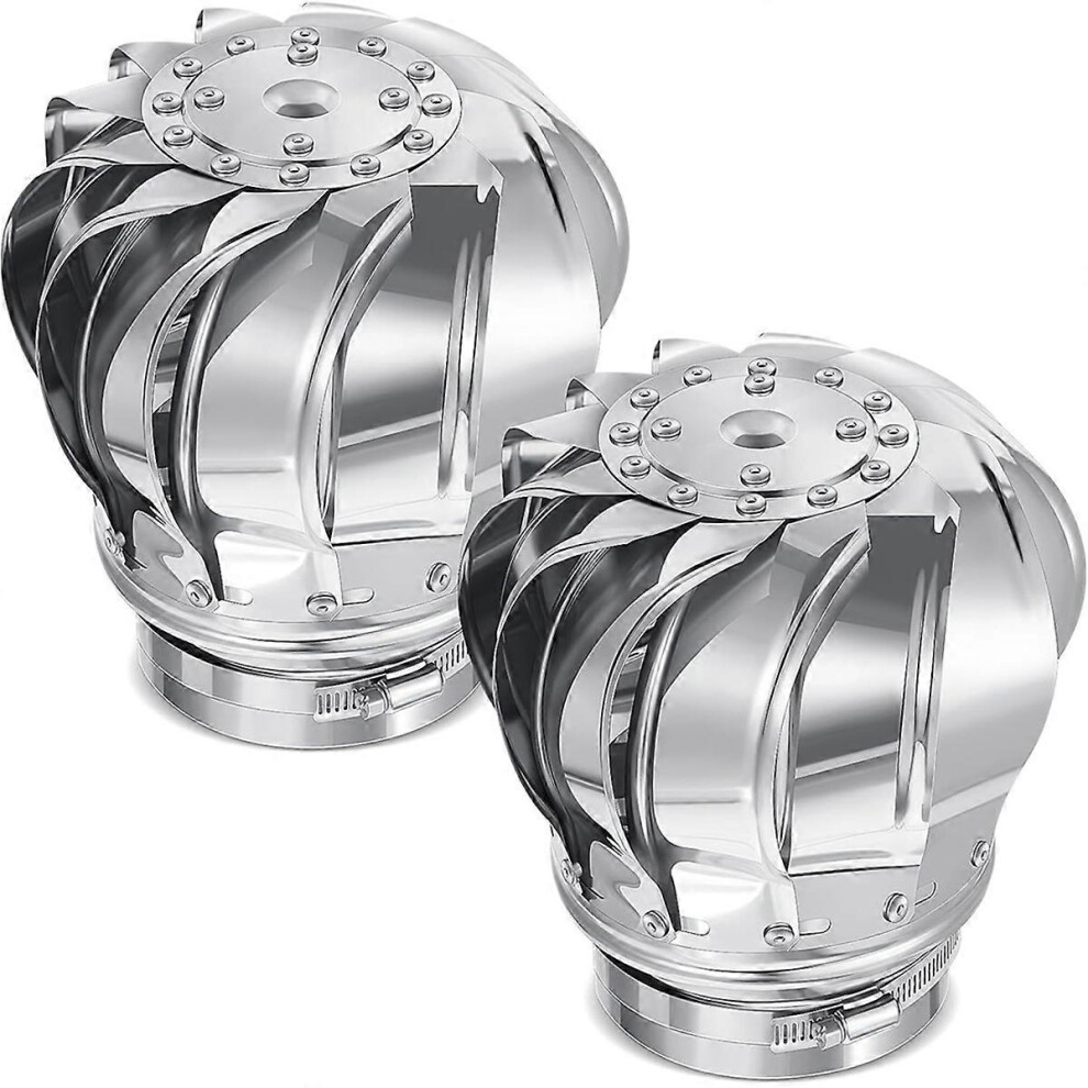 Unpowered Roof Ventilator 2-Pack, 110Mm Stainless Steel Turbine, Weatherproof Silent Attic Ventilation For House, Factory, Workshop 6901508424647