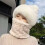 (Creamy White) Winter Plush Hat with Neck Warmer - Warm Gift 2