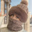(Coffee) Winter Plush Hat with Neck Warmer - Warm Gift 3