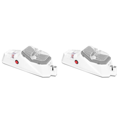 2Pcs Home Kitchen Sharpening Tool White Anti-Slip Handle for Cutters 2