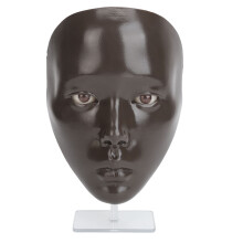 Faccia per esercitazioni di makeup con supporto, scheda in silicone per intero volto, pelle nera scura