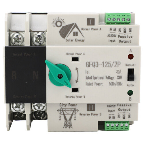 Dual Power Automatic Transfer Switch 2P 80A Fast Switchover 2