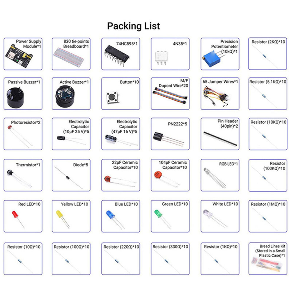Starter Electronics Assortment with Breadboard