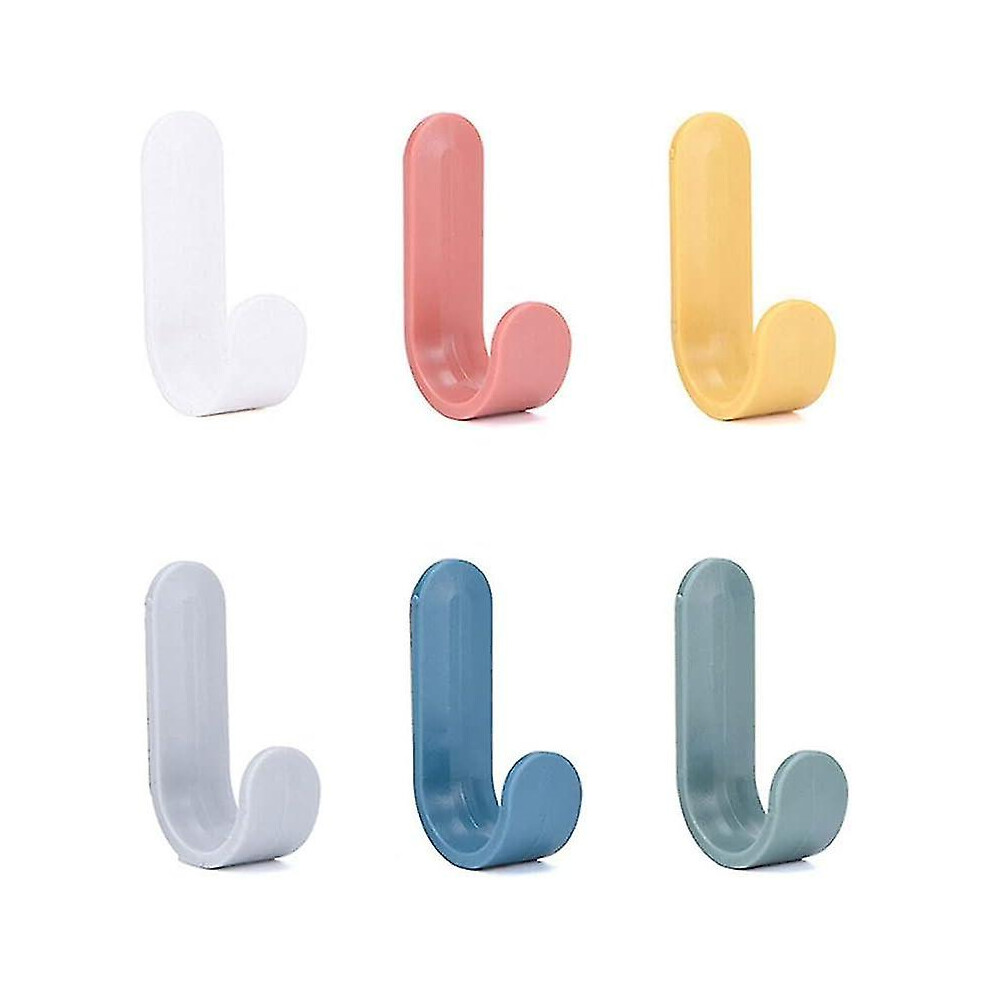 6 Pack Sticky Hooks No Drilling Required, Strong Load Bearing Adhesive Wall Hooks For Smooth Surfaces, Kitchen Bathroom Office 6901508267718