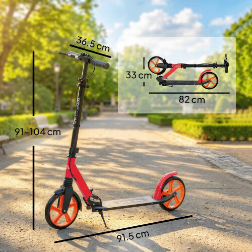 Homcom HOMCOM Folding Kick Scooter for 14+ w/ Adjustable Height, Red 1