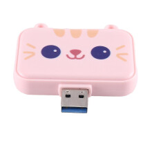 USB C Hub Compatible with Laptops, 3-Port USB A Docking Station with 60W PD Fast Charging, Pink Plastic USB 3.0 Adapter