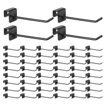 Grid Wall Hooks 48 Pack, Metal Panel Hooks No Installation Required, Black 10cm Length for Garage Storage Retail Display
