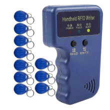 Handheld RFID Reader 125KHz Portable for Access Control, Writes Clones Cards with 10 EM4305 Cards Included, Blue