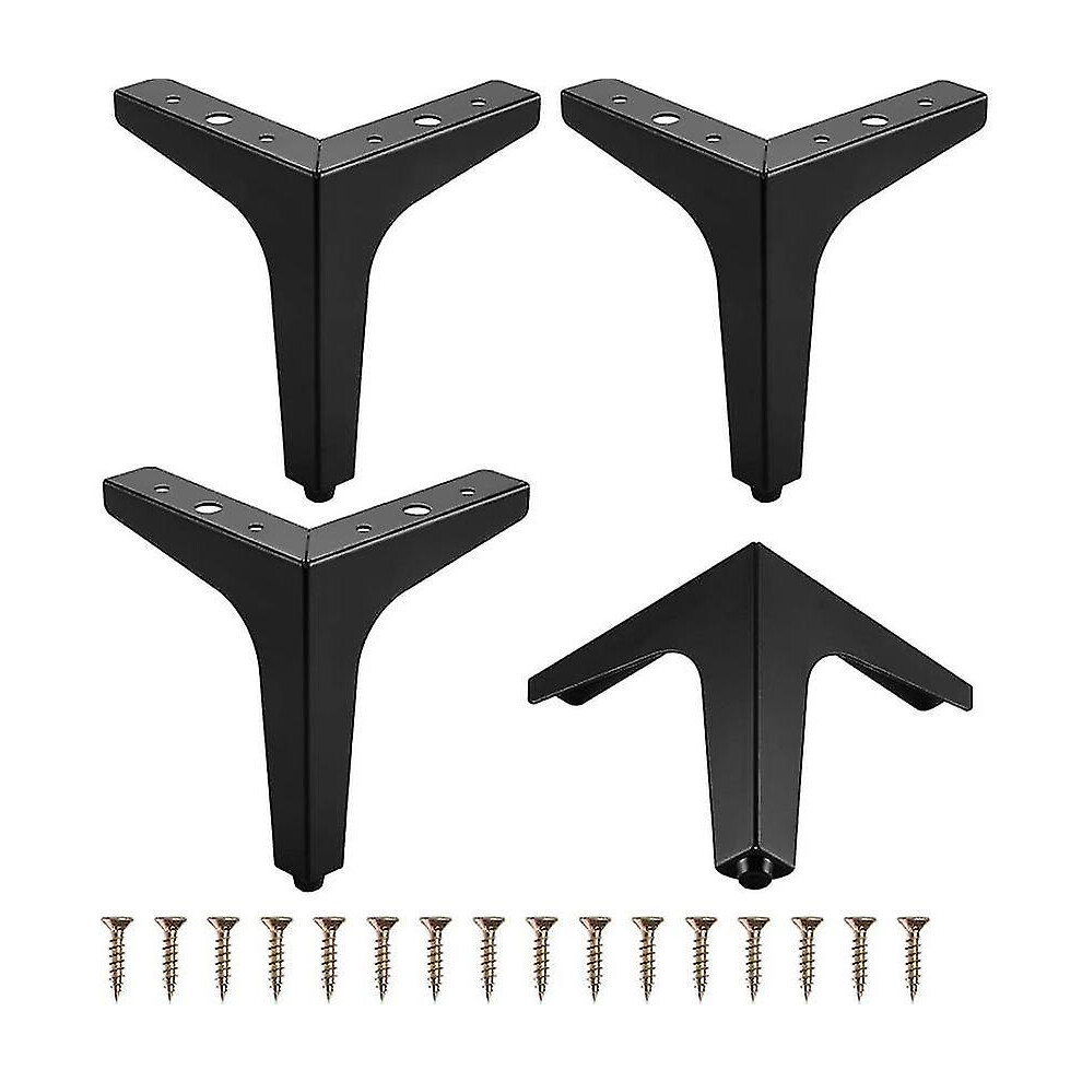 Furniture Legs Metal, Set Of 4 Black 10Cm Triangular Design Legs For Sofa Table Cabinet Diy, Heavy Duty 800Kg Load Bearing 6901508281363