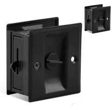Sliding Door Lock with Handle, Brushed Nickel Bronze Black, Reversible Mortise Installation for 1-3/8 Inch Doors