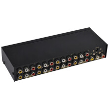 8 Port AV Distributor 1x8 RCA Splitter Amplifier for HD Video Audio, Compatible with TVs DVDs, Metal Housing for Home Office Use (FJ-108AV)