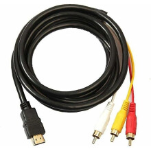 1,5 m vergulde HDMI naar RCA-kabel, compatibel met HD dvd-speler, tv en projector, 1080p signaaloverdracht