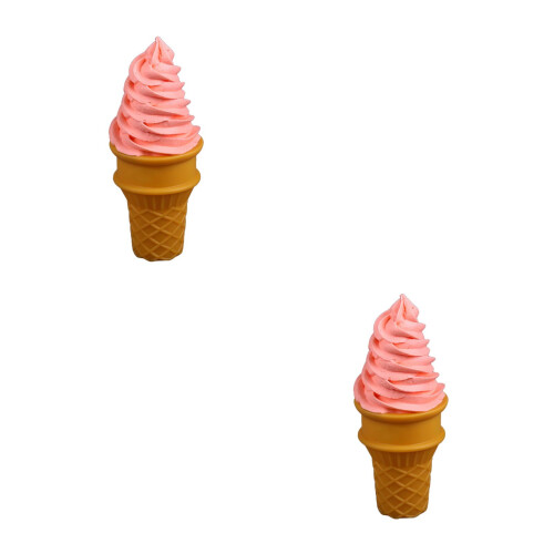 2Pièces Modèles De Cornets Glace Simulés Rose En PVC Pour Vitrine 2