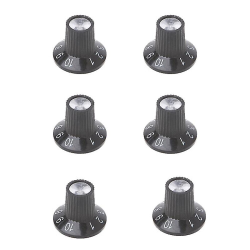 Guitar Knobs 6Pcs Black Silver Plastic Aluminium Replacement for 6mm Control Shaft