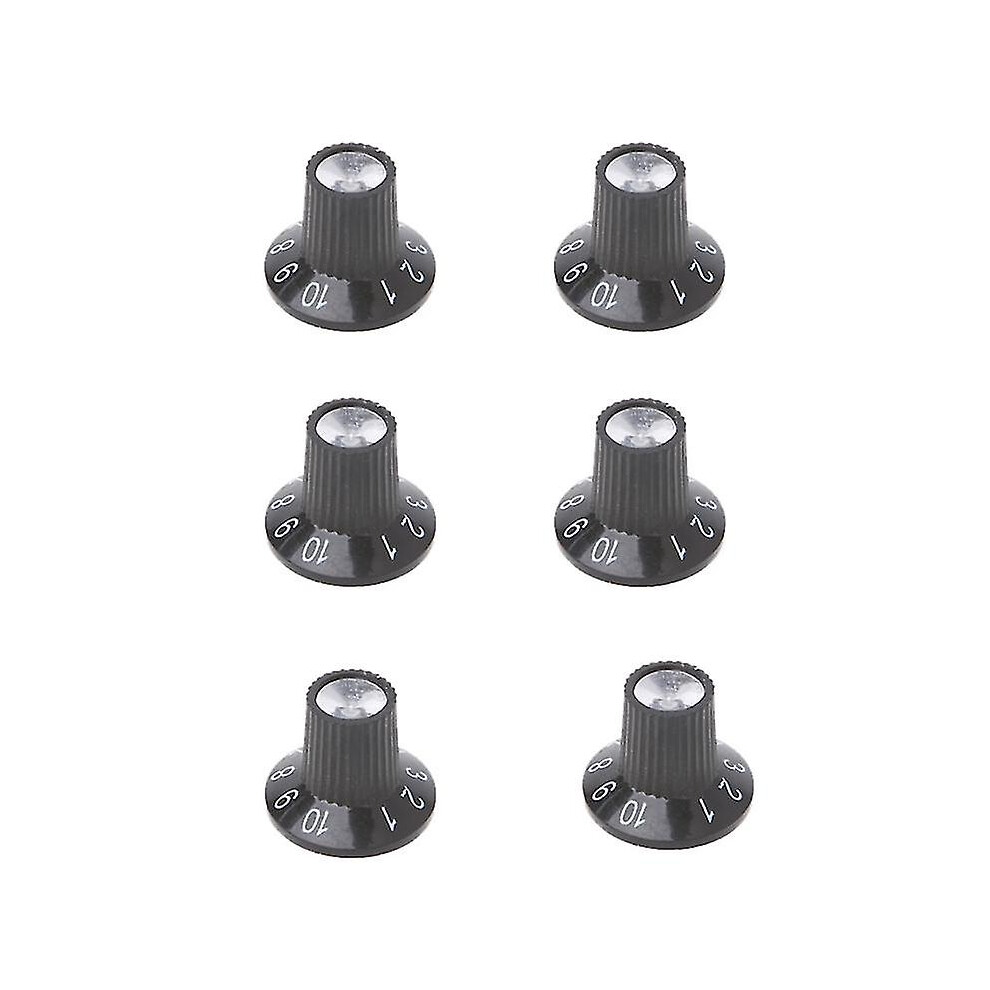 Guitar Knobs 6Pcs Black Silver Plastic Aluminium Replacement For 6Mm Control Shaft 6901508285064