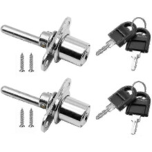 Drawer Lock 2 Pack with Keys, Cabinet Lock for Furniture, Silver Bolt Lock for Display Filing Cabinet