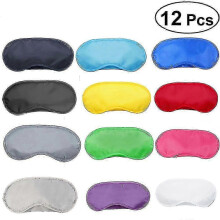 Sleep Mask 12 Pack, Multicolour, Lightweight Soft, Washable Polyester Eye Mask for Men, Women, Kids, Travel, Home, Hotel Use