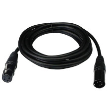 Adaptador de XLR com 3 pinos fêmea para 5 pinos macho, cabo de sinal XLR de plástico preto de 3 metros para iluminação de palco e áudio