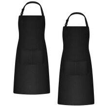 Delantal Impermeable 2 Unidades, Poliéster-Algodón con Bolsillos y Tirantes Ajustables, Cocina, BBQ, Jardinería