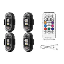 LED Strobe Lights 4 Pack, Compatible with DJI, Vehicles, Wireless Remote Control, 8 Colours, IP65 Waterproof, USB Rechargeable