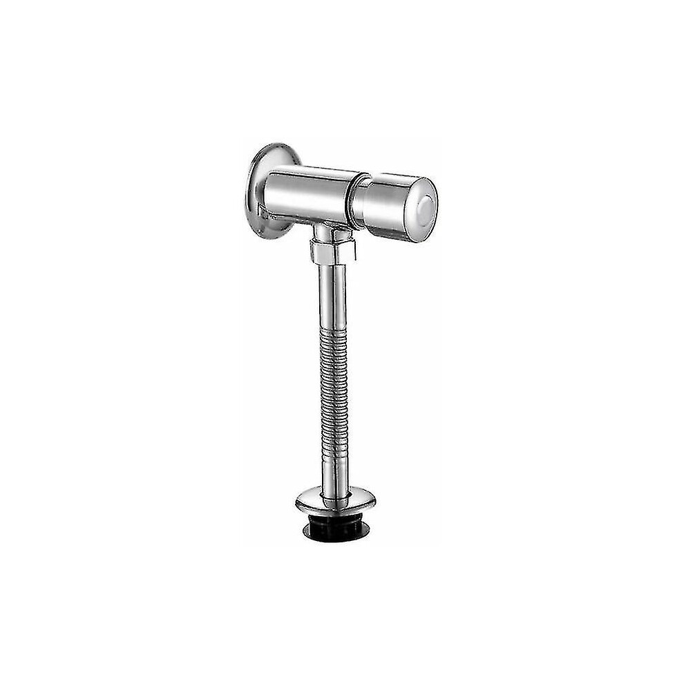 Wall-Mounted Manual Push Urinal Flush Valve, Chrome-Plated Zinc Alloy, Delay Shut-Off, Water-Saving For Commercial Washroom 6901508290020