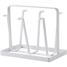 Afdruiprek van roestvrij staal met 6 haken en antislip rubberen uiteinden, geschikt voor glazen en kopjes, ideaal als keukenorganizer.