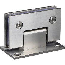 90-Glastürscharnier, aus 4 mm dickem, gebürstetem Nickel-Edelstahl, für 8 bis 12 mm Glas, robuste Tragfähigkeit von 18 kg, silberne Ausführung.