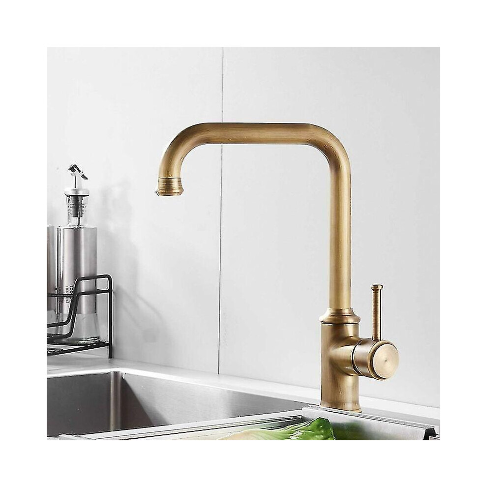 Antique Bronze Kitchen Mixer Tap With 360 Swivel Spout High Arc Design For Sinks 6901508258334