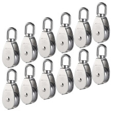 Pulley, 304 Stainless Steel, 12 Pack, 35kg Load Capacity, M15, for 6mm Rope, Single Wheel Pulley Block for Lifting Rigging