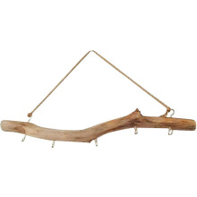 Natural Driftwood Coat Rack 39cm, Wall-Mounted Wooden Hook with Rope for Keys Hats, Country Style Home Decor Organiser