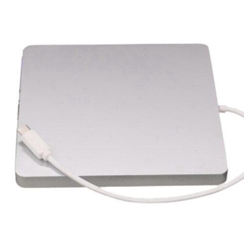 USB Type-C External DVD Drive Compatible with Windows Mac Linux, Silver Portable CD/DVD Burner Plug and Play for Laptop PC