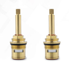 Faucet Valve Cartridge 3/4 Inch BSP 20 Teeth Brass Ceramic for Hot Cold Water, Quarter-Turn Tap Spool with Sealing Washer